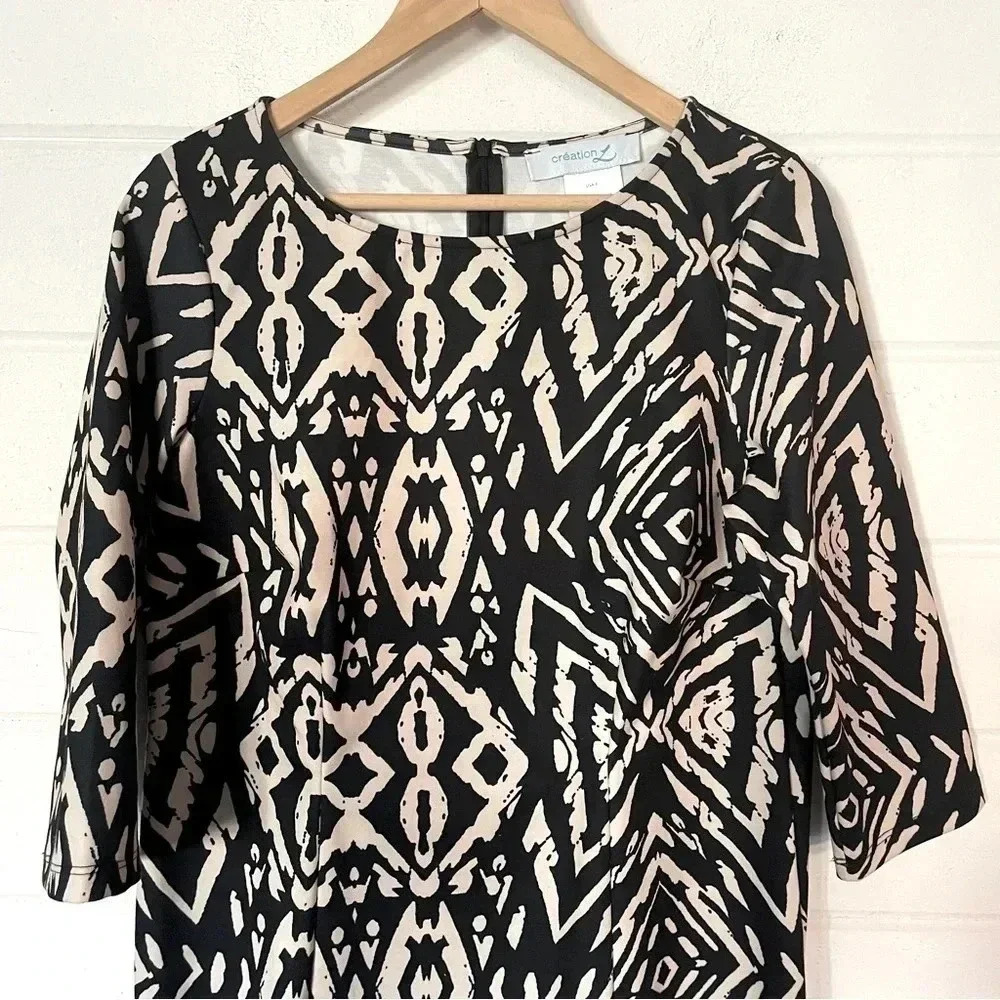 Creation L 3/4 Sleeve Midi Graphic Dress Size 6 - Picture 3 of 8